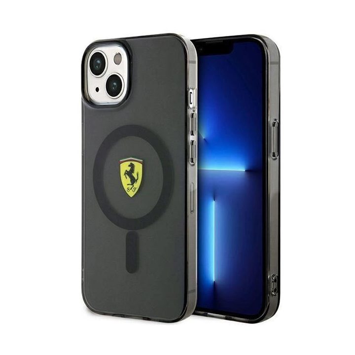 Ferrari FEHMP14SURKK iPhone 14 6,1 juodos/juodos spalvos deklas Translucent Magsafe