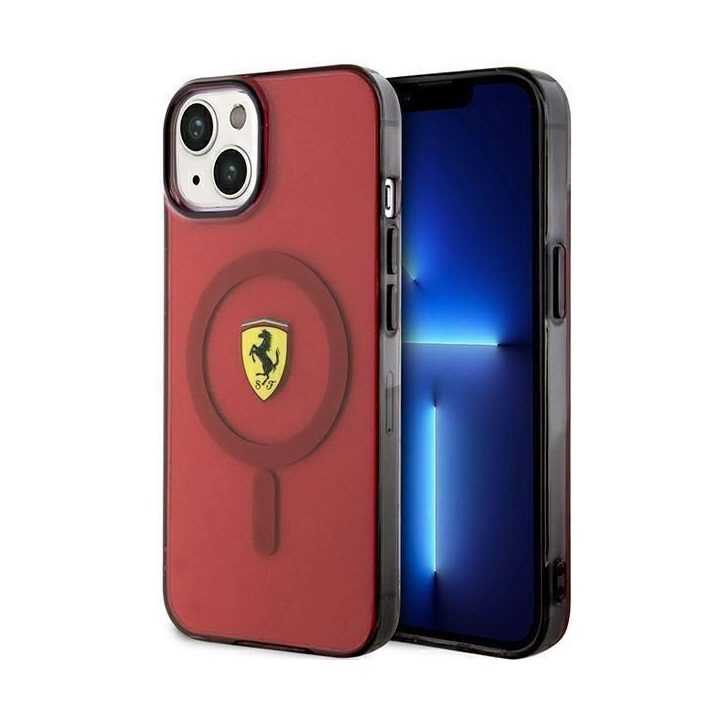 Ferrari FEHMP14SURKR iPhone 14 6,1 6,1 raudonos/raudonos spalvos deklas permatomas Magsafe