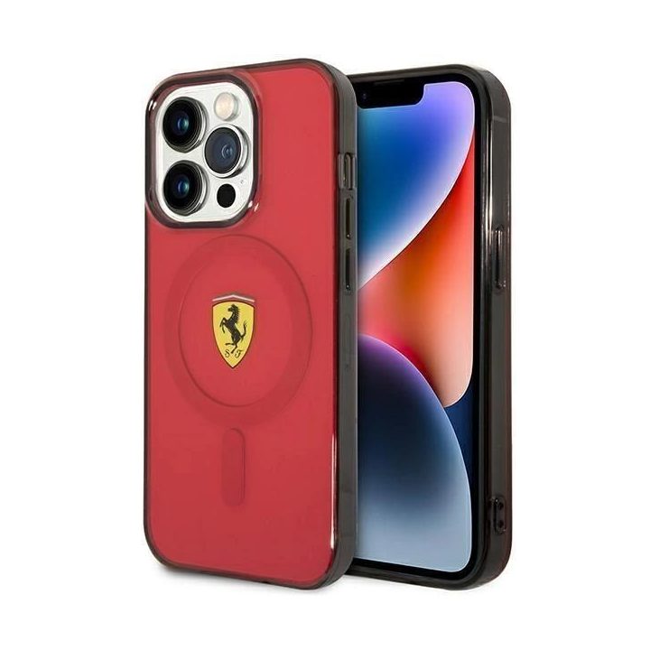 Ferrari FEHMP14XURKR iPhone 14 Pro Max 6,7 raudonas/raudonas deklas permatomas Magsafe
