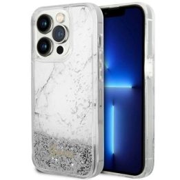 Guess GUHCP14LLCSGSGH iPhone 14 Pro 6,1 baltos/baltos spalvos deklas Liquid Glitter Marble