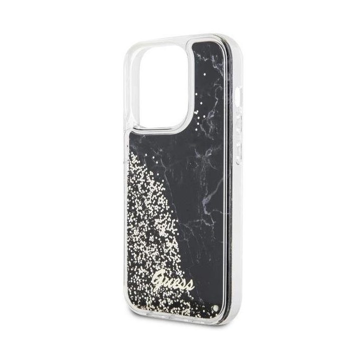 Guess GUHCP14LLCSGSGK iPhone 14 Pro 6,1 juodos/juodos spalvos deklas Liquid Glitter Marble