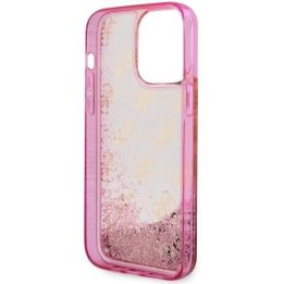Guess GUHCP14XLC4PSGP iPhone 14 Pro Max 6,7 rožinės/rožinės spalvos deklas Liquid Glitter 4G Transculent