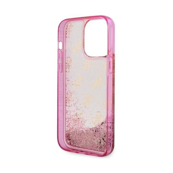 Guess GUHCP14XLC4PSGP iPhone 14 Pro Max 6,7 rožinės/rožinės spalvos deklas Liquid Glitter 4G Transculent