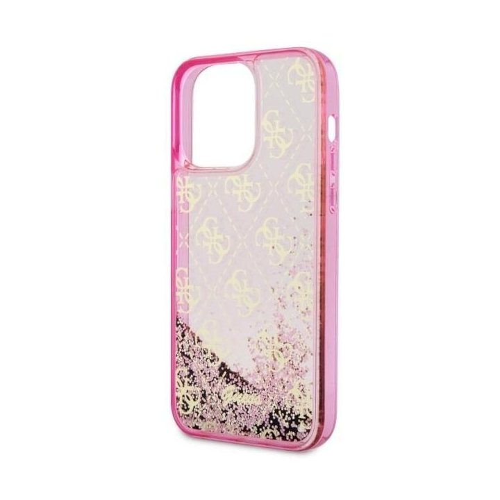 Guess GUHCP14XLC4PSGP iPhone 14 Pro Max 6,7 rožinės/rožinės spalvos deklas Liquid Glitter 4G Transculent