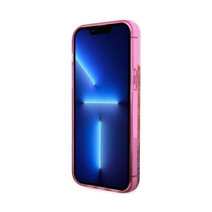 Guess GUHCP14XLC4PSGP iPhone 14 Pro Max 6,7 rožinės/rožinės spalvos deklas Liquid Glitter 4G Transculent