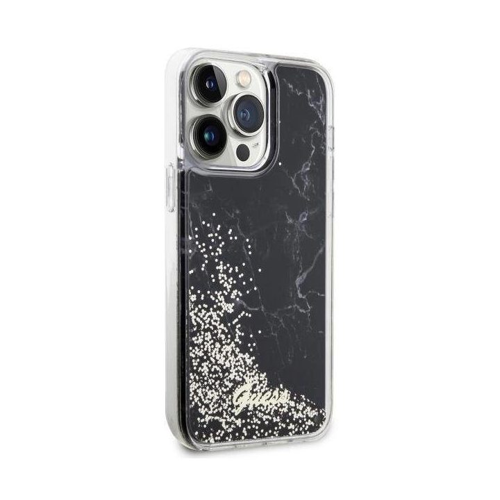 Guess GUHCP14XLCSGSGK iPhone 14 Pro Max 6,7 juodas/juodas deklas Liquid Glitter Marble