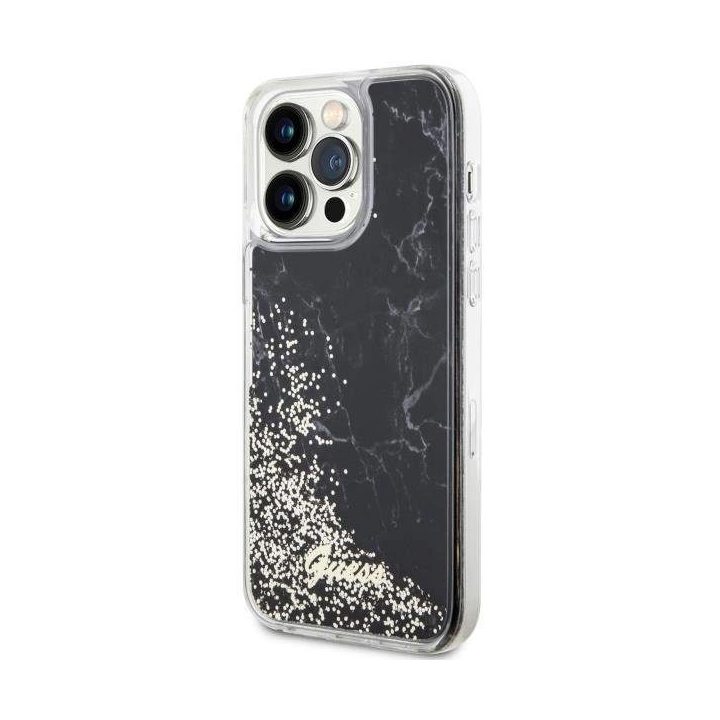Guess GUHCP14XLCSGSGK iPhone 14 Pro Max 6,7 juodas/juodas deklas Liquid Glitter Marble