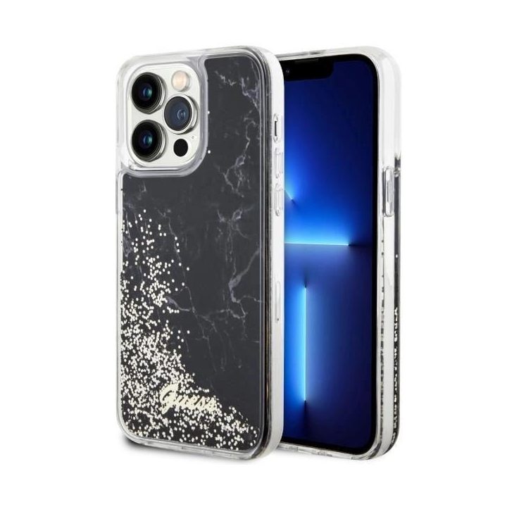Guess GUHCP14XLCSGSGK iPhone 14 Pro Max 6,7 juodas/juodas deklas Liquid Glitter Marble