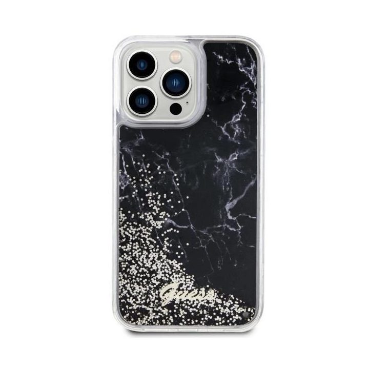 Guess GUHCP14XLCSGSGK iPhone 14 Pro Max 6,7 juodas/juodas deklas Liquid Glitter Marble