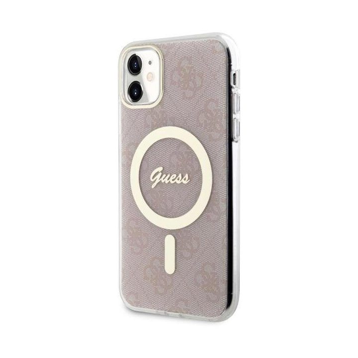 Guess GUHMN61H4STP iPhone 11 6.1 rožinės/rožinės spalvos deklas 4G MagSafe