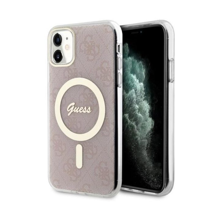 Guess GUHMN61H4STP iPhone 11 6.1 rožinės/rožinės spalvos deklas 4G MagSafe