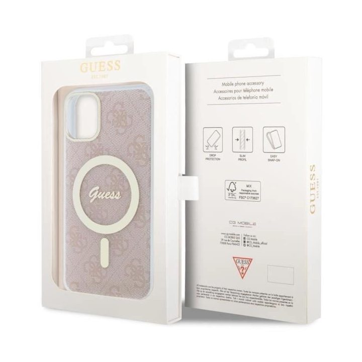 Guess GUHMN61H4STP iPhone 11 6.1 rožinės/rožinės spalvos deklas 4G MagSafe