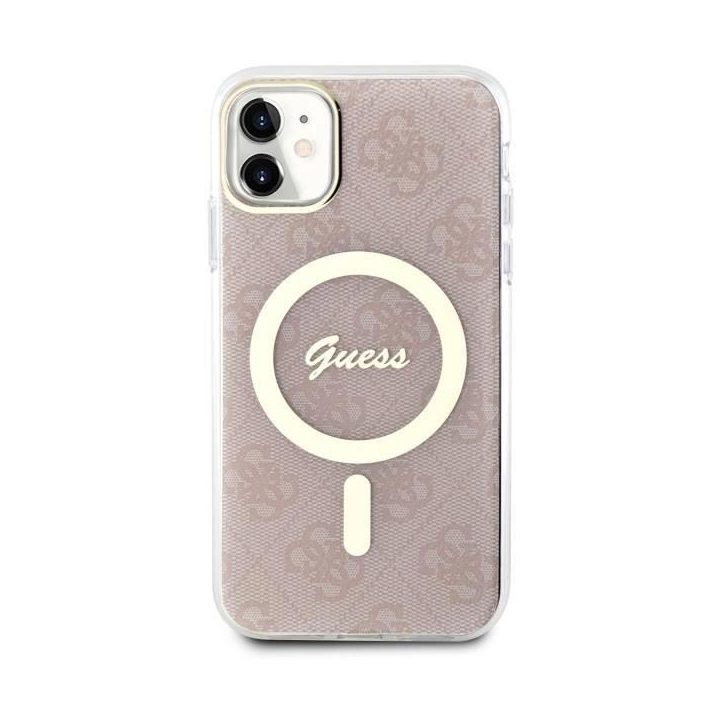 Guess GUHMN61H4STP iPhone 11 6.1 rožinės/rožinės spalvos deklas 4G MagSafe