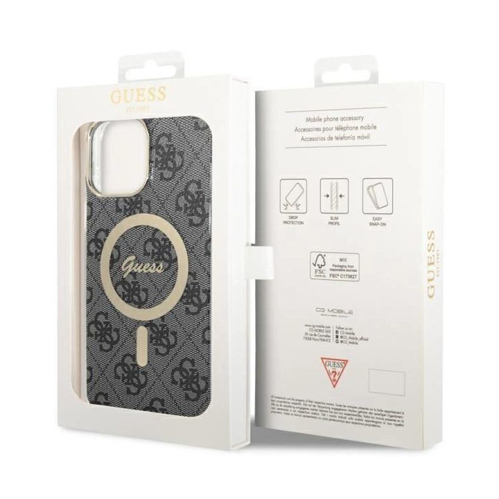 Guess GUHMP13XH4STK iPhone 13 Pro Max 6,7 juodos/juodos spalvos deklas 4G MagSafe
