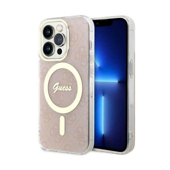 Guess GUHMP14LH4STP iPhone 14 Pro 6.1 rožinės/rožinės spalvos deklas 4G MagSafe