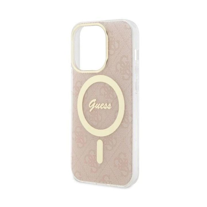 Guess GUHMP14LH4STP iPhone 14 Pro 6.1 rožinės/rožinės spalvos deklas 4G MagSafe