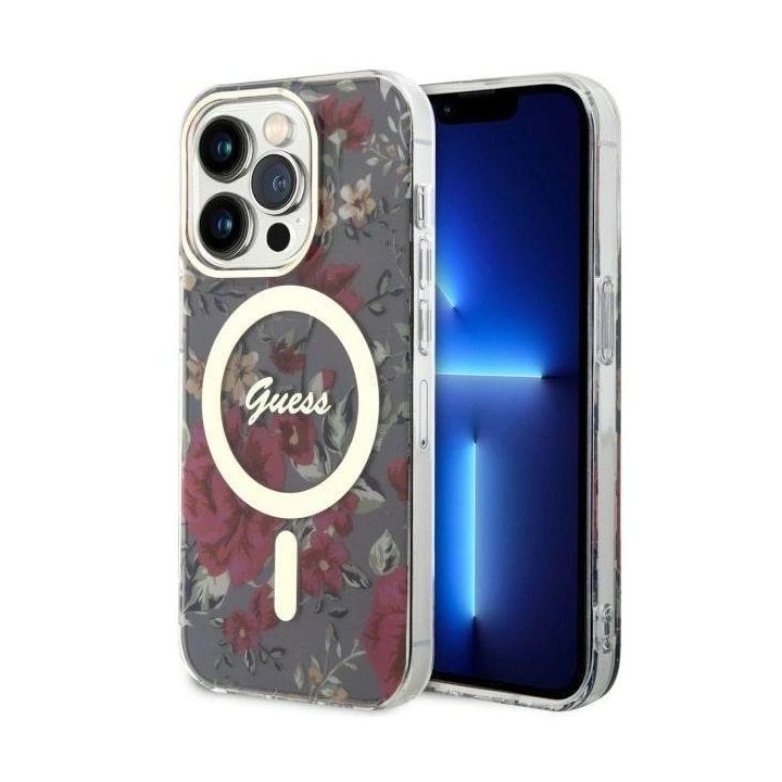 Guess GUHMP14LHCFWSA iPhone 14 Pro 6,1 , žalias/aki spalvos deklas Flower MagSafe