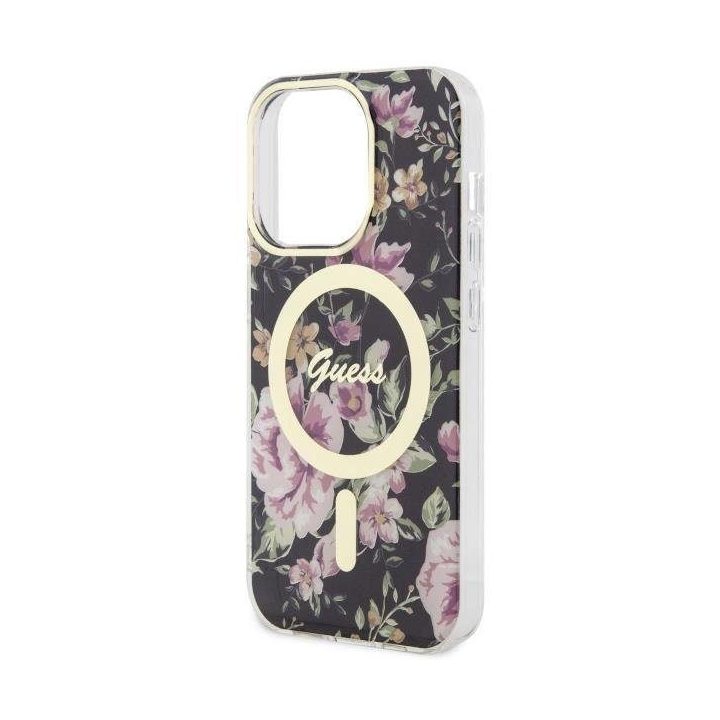 Guess GUHMP14LHCFWSK iPhone 14 Pro 6,1 juodos/juodos spalvos deklas Flower MagSafe