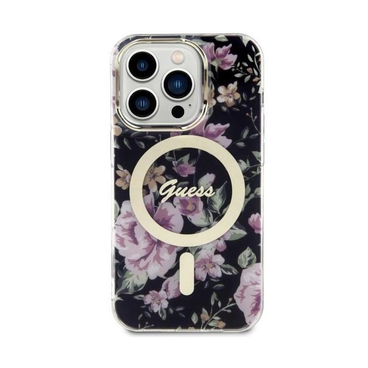 Guess GUHMP14LHCFWSK iPhone 14 Pro 6,1 juodos/juodos spalvos deklas Flower MagSafe