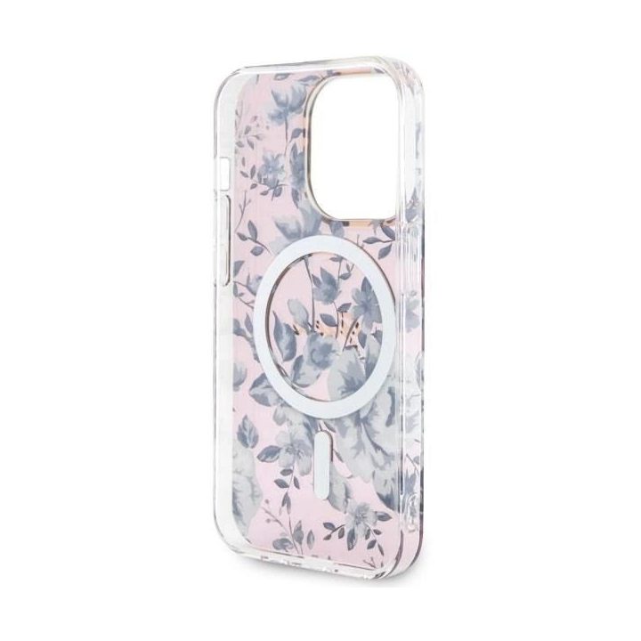Guess GUHMP14LHCFWSP iPhone 14 Pro 6,1 rožinės/rožinės spalvos deklas Flower MagSafe