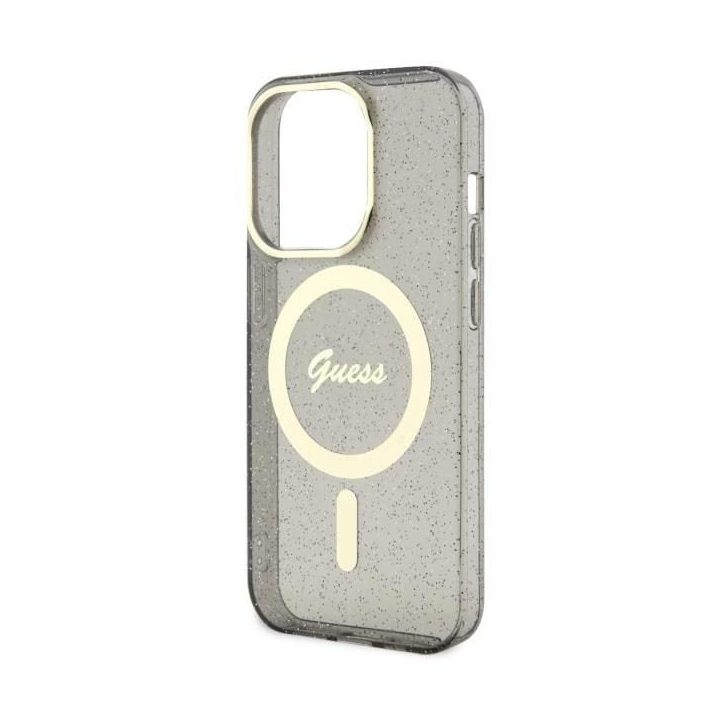 Guess GUHMP14LHCMCGK iPhone 14 Pro 6,1 juodos/juodos spalvos deklas Glitter Gold MagSafe