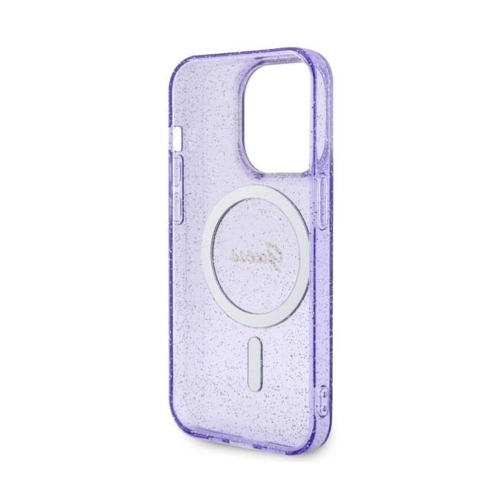 Guess GUHMP14LHCMCGU iPhone 14 Pro 6,1 violetinės/violetinės spalvos deklas Glitter Gold MagSafe