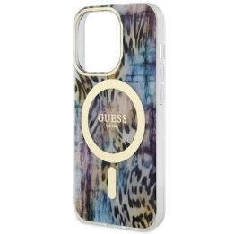 Guess GUHMP14LHLEOPWB iPhone 14 Pro 6.1 mėlynos/mėlynos spalvos deklas Leopard MagSafe