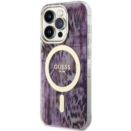 Guess GUHMP14LHLEOPWP iPhone 14 Pro 6.1 rožinės/rožinės spalvos deklas Leopard MagSafe