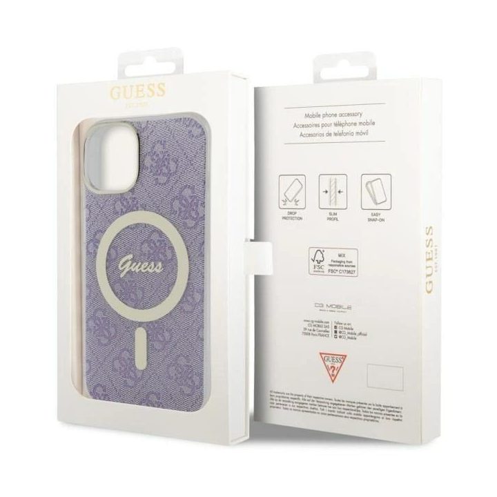 Guess GUHMP14MH4STU iPhone 14 Plus 6,7 violetinės/violetinės spalvos deklas 4G MagSafe