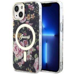 Guess GUHMP14MHCFWSK iPhone 14 Plus 6,7 juodos/juodos spalvos deklas Flower MagSafe