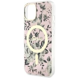 Guess GUHMP14MHCFWSP iPhone 14 Plus 6,7 rožinės/rožinės spalvos deklas Flower MagSafe