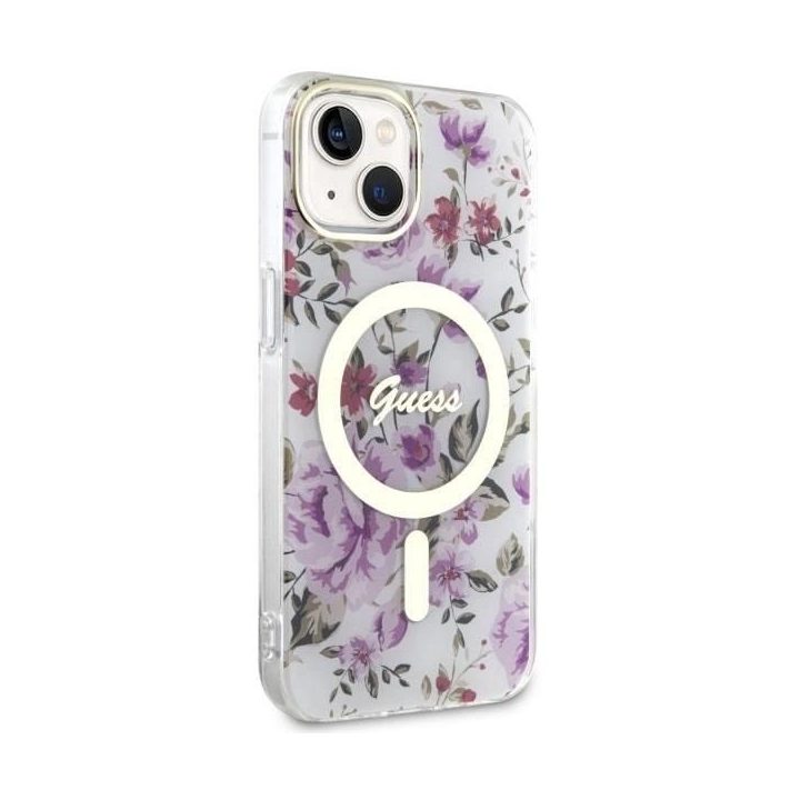 Guess GUHMP14MHCFWST iPhone 14 Plus 6,7 skaidrus deklas Flower MagSafe
