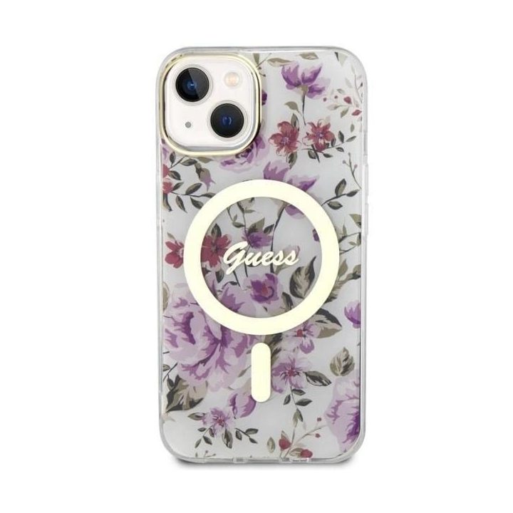 Guess GUHMP14MHCFWST iPhone 14 Plus 6,7 skaidrus deklas Flower MagSafe