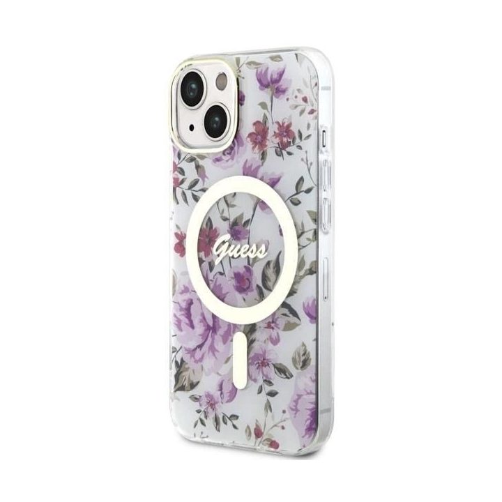 Guess GUHMP14MHCFWST iPhone 14 Plus 6,7 skaidrus deklas Flower MagSafe