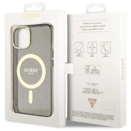 Guess GUHMP14MHCMCMCGK iPhone 14 Plus 6,7 juodos/juodos spalvos deklas Glitter Gold MagSafe