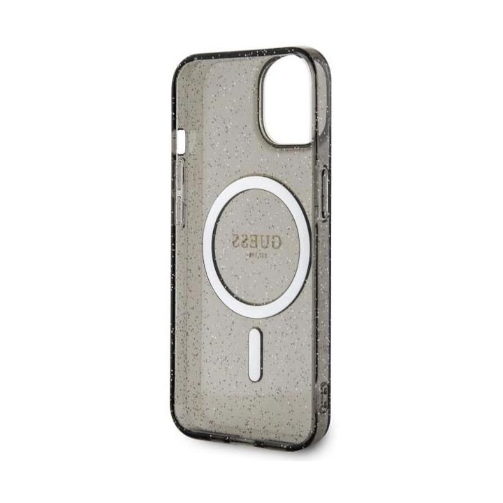 Guess GUHMP14MHCMCMCGK iPhone 14 Plus 6,7 juodos/juodos spalvos deklas Glitter Gold MagSafe