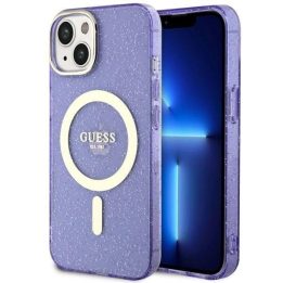 Guess GUHMP14MHCMCGU iPhone 14 Plus 6,7 violetinės/violetinės spalvos deklas Glitter Gold MagSafe