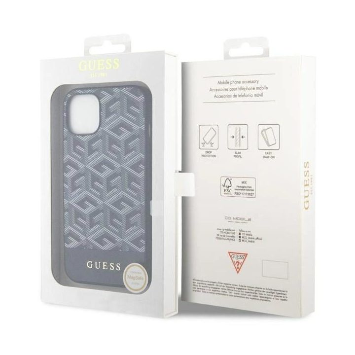 Guess GUHMP14MHGCFSEK iPhone 14 Plus 6,7 juodos/juodos spalvos deklas GCube Stripes MagSafe
