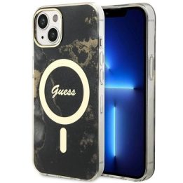 Guess GUHMP14MHTMRSK iPhone 14 Plus 6,7 juodos/juodos spalvos deklas Golden Marble MagSafe