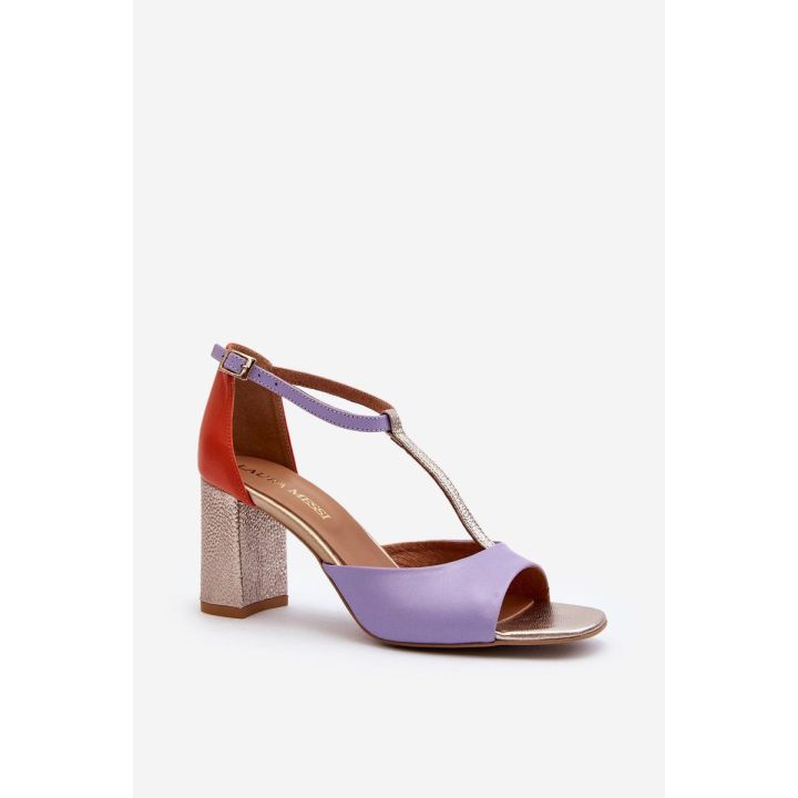 Odiniai sandalai ant kulno Laura Messi 2759 Violetinė