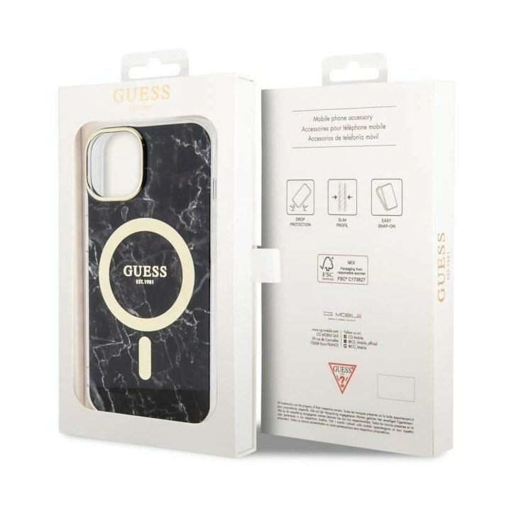 Guess GUHMP14MPCUMAK iPhone 14 Plus 6,7 juodas/juodas deklas Marble MagSafe