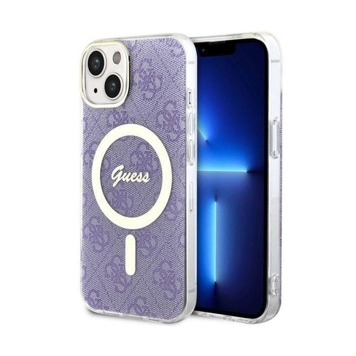 Guess 4G MagSafe dėklas iPhone 14 - purpurinis
