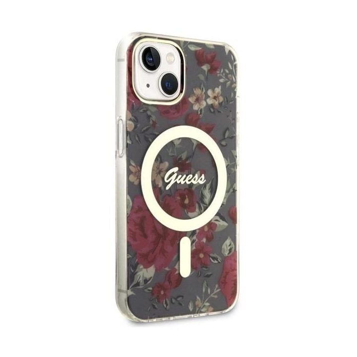 Guess Flower MagSafe dėklas iPhone 14 - žalias