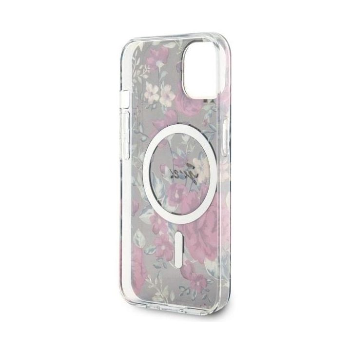 Guess Flower MagSafe dėklas iPhone 14 - žalias