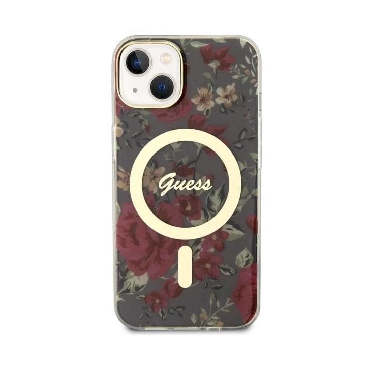 Guess Flower MagSafe dėklas iPhone 14 - žalias