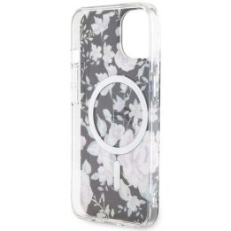 Guess Flower MagSafe dėklas iPhone 14 - juodas