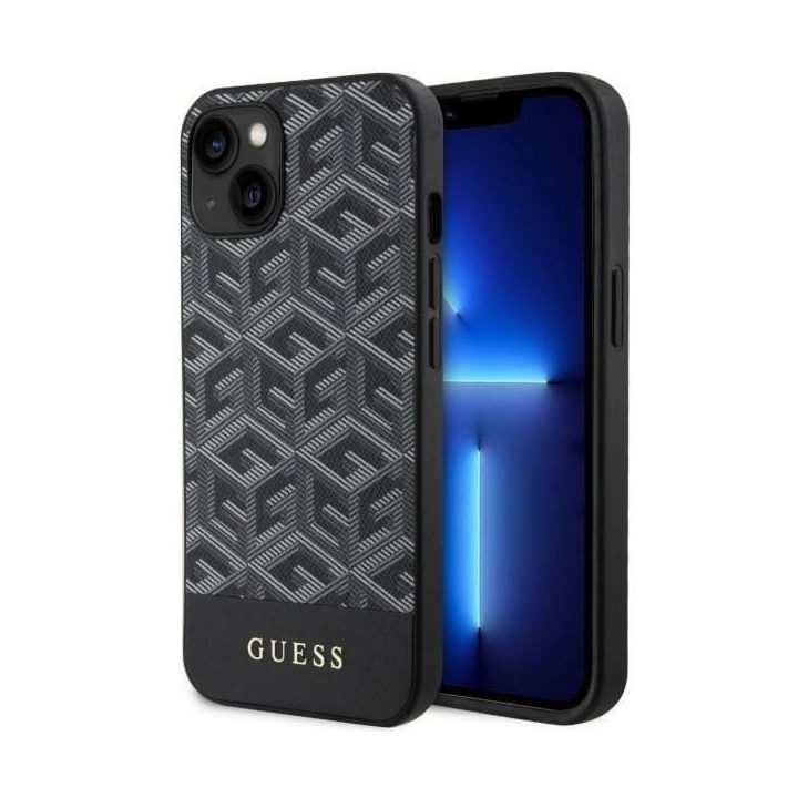 Guess GUHMP14SHGCFSEK iPhone 14 6,1 juodos/juodos spalvos deklas GCube Stripes MagSafe