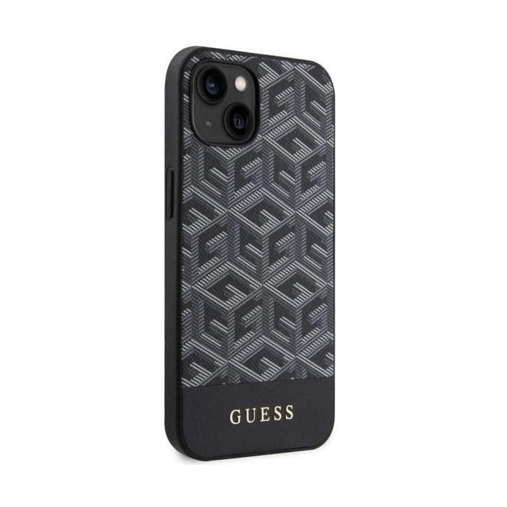 Guess GUHMP14SHGCFSEK iPhone 14 6,1 juodos/juodos spalvos deklas GCube Stripes MagSafe