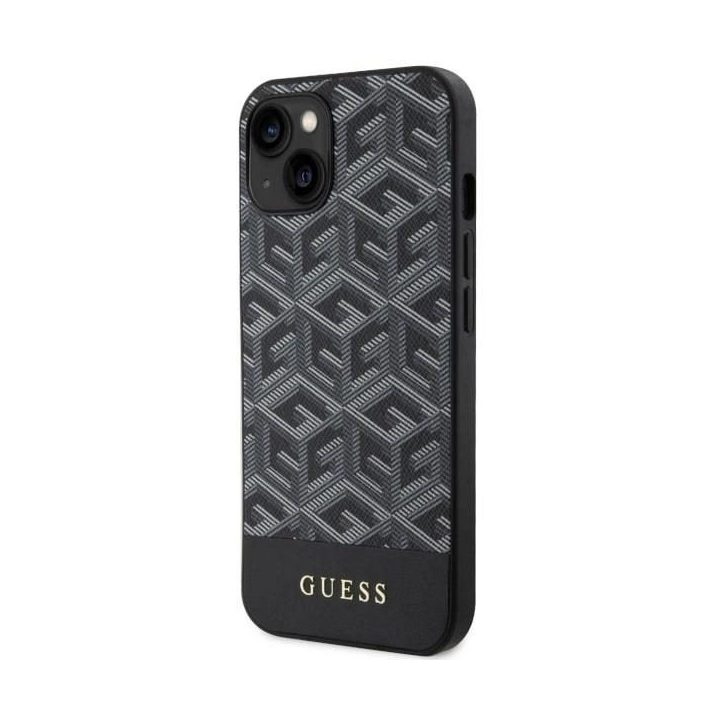 Guess GUHMP14SHGCFSEK iPhone 14 6,1 juodos/juodos spalvos deklas GCube Stripes MagSafe