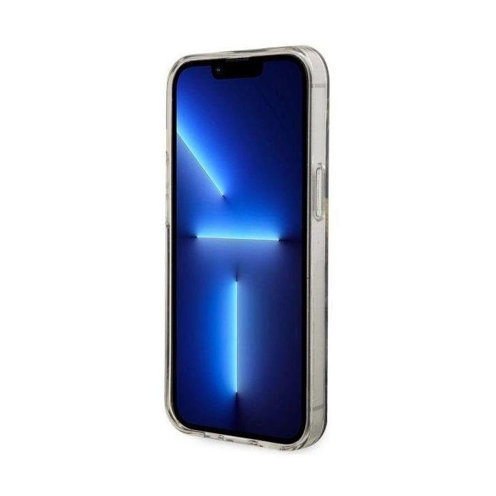 Guess GUHMP14SHTMRSK iPhone 14 6,1 juodos/juodos spalvos deklas Golden Marble MagSafe